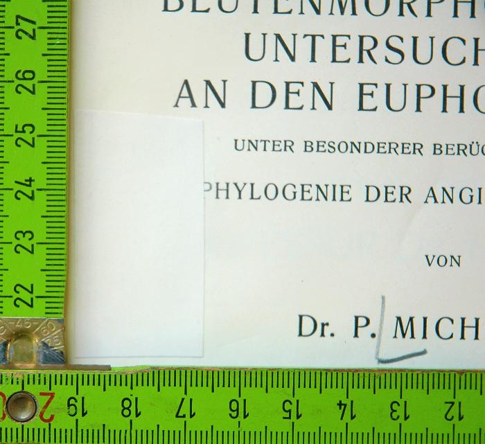 Stempel (Oval) überklebt - Titelblatt mit Maße