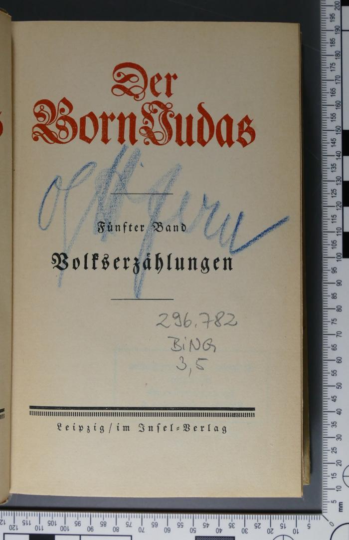 296.782 BING 3,5 : Der Born Judas. Volkserzählungen ([1921])