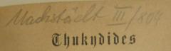 - (Nachstädt, Wilhelm ), Von Hand: Name, Nummer, Exemplarnummer, Notiz; 'Nachstädt III/804'. 