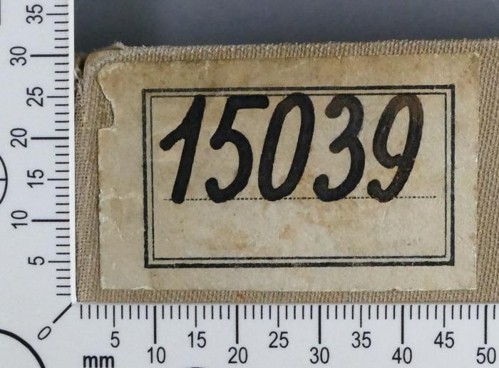- (Židovská Náboženská Obec v Praze), Etikett: Signatur, Inventar-/ Zugangsnummer; '15039'. 