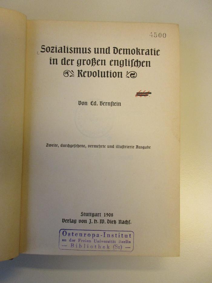 Sz Ab 147 (ausgesondert) : Sozialismus und Demokratie in der großen englischen Revolution. (1908)