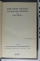 296.682 BREU 1;15039 ; ;: Der neue Kusari : ein Weg zum Judentum (1934)