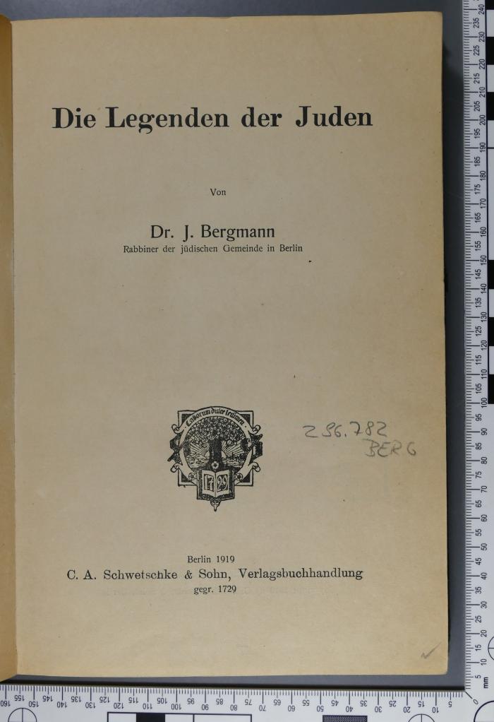296.782 BERG : Die Legenden der Juden (1919)