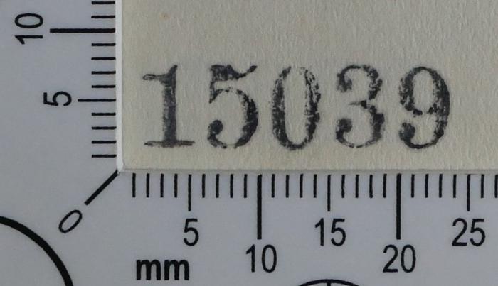 - (Židovská Náboženská Obec v Praze), Stempel: Signatur, Inventar-/ Zugangsnummer; '15039'. 