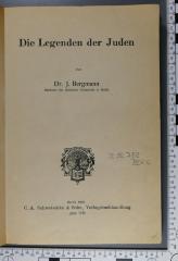 296.782 BERG : Die Legenden der Juden (1919)