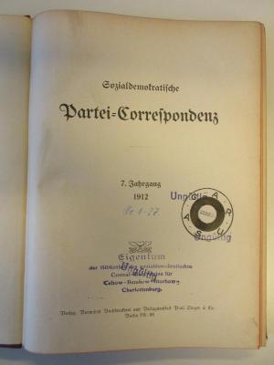 SH 3271-7 : Sozialdemokratische Partei=Correspondenz (1912)