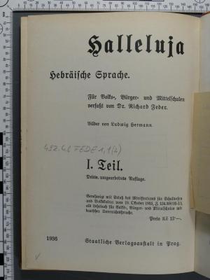 492.48 FEDE 1,1 (2) : Halleluja. Hebräische Sprache. Für Volks-, Bürger- und Mittelschulen (1936)