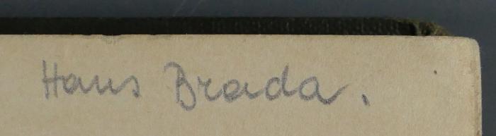 - (Brada, Hans), Von Hand: Exlibris, Name; 'Hans Brada.'. 