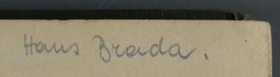 - (Brada, Hans), Von Hand: Exlibris, Name; 'Hans Brada.'. 