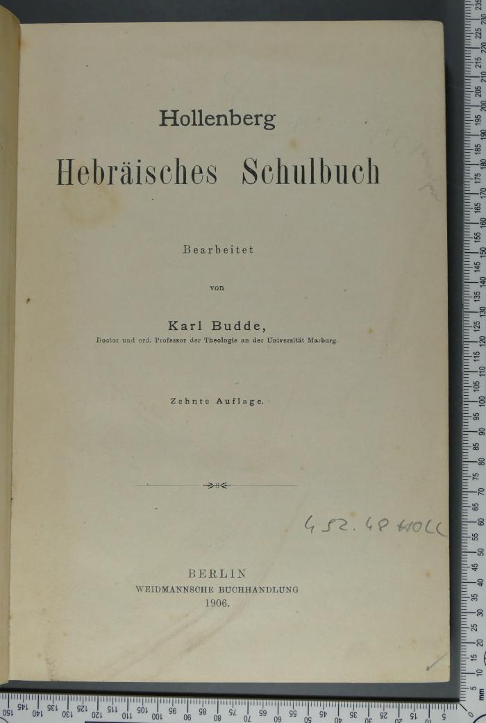 492.48 HOLL : Hollenberg : Hebräisches Schulbiuch (1906)