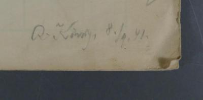 - (König, R. [?]), Von Hand: Name, Datum; 'R. König [?] 8./9.41.'. 