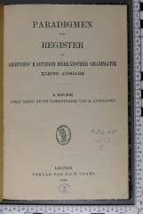 492.45 GESE 8 : Paradigmen und Register : zu Gesenius' Kautzsch Hebräischer Grammatik, kleine Ausgabe (1909)