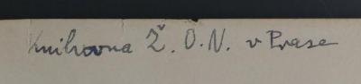 - (Židovská Náboženská Obec v Praze), Von Hand: Exlibris, Name; 'Knihovna Ž.O.N. v Praze'. 