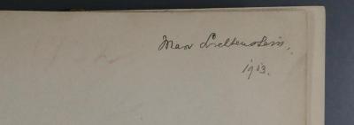 - (Lichtenstein, Max), Von Hand: Exlibris, Name; 'Max Lichtenstein. 
1913. 
'. 