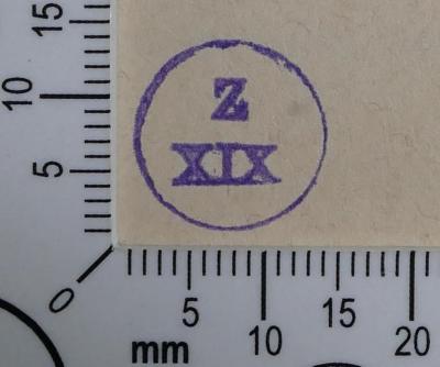 - (Deutsches Reich. Armeekorps (19)), Stempel: Zensurstempel; 'Z XIX'.  (Prototyp)