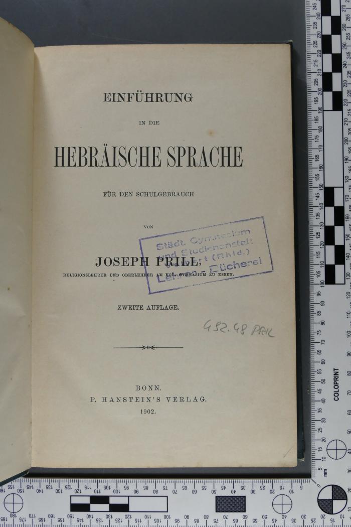 492.48 PRIL : Einführung in die hebräische Sprache : für den Schulgebrauch (1902)