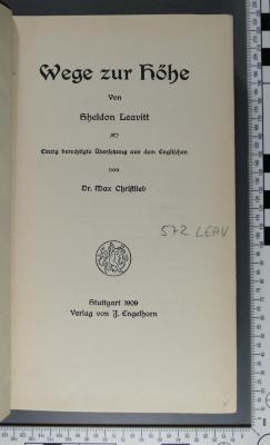 572 LEAV : Wege zur Höhe (1909)