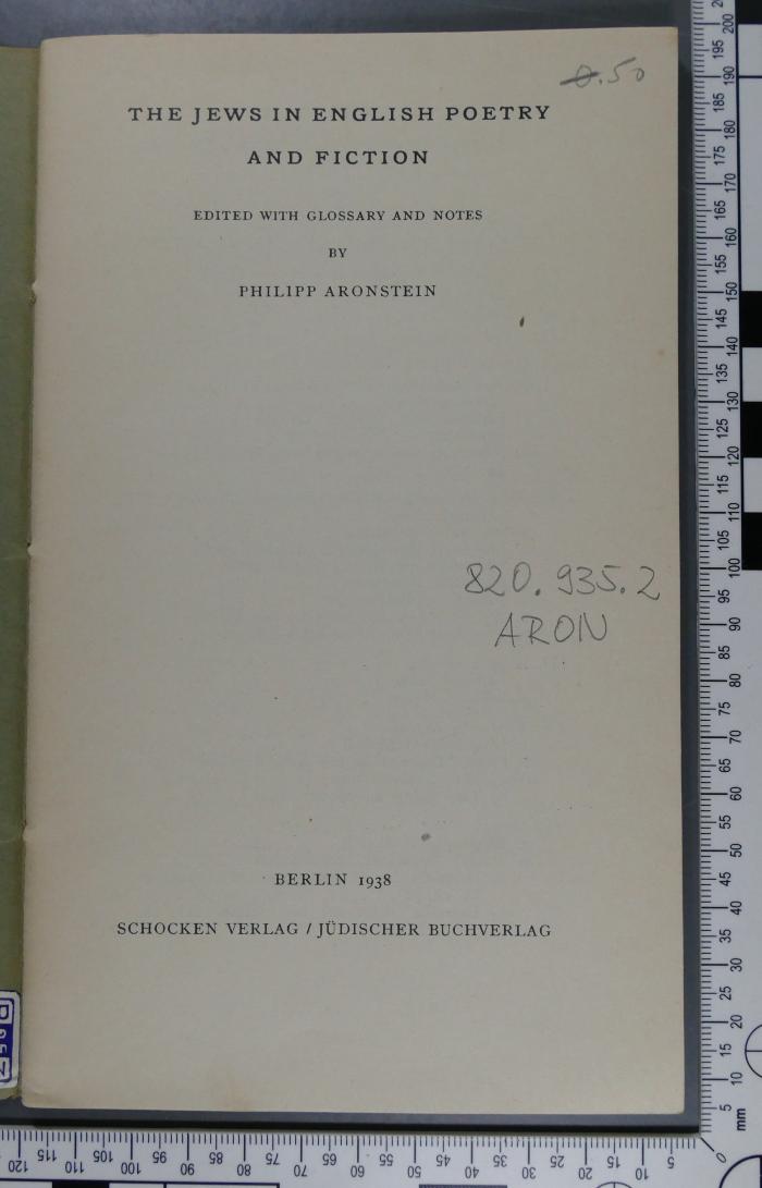 820.935.2 ARON : The Jews in English poetry and fiction (1938)