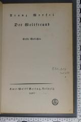 831.912 WERF : Der Weltfreund. Erste Gedichte (1918)