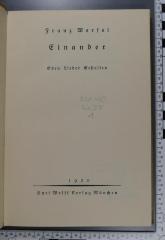 831.912 WERF 1 : Einander : Oden, Lieder, Gestalten  (1920)