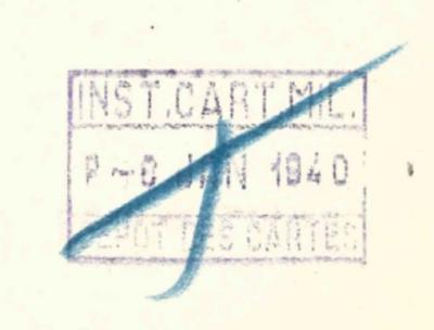 - (Institut Carthographique Militaire (Brüssel)), Stempel: Inventar-/ Zugangsnummer, Datum; 'Inst. Cart. Mil. P-8. Jan 1940 Depot des Cartes'. 