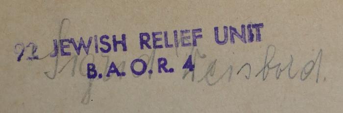 - (Weisbord, Sigrid), Von Hand: Exlibris, Name; 'Sigrid Weisbord'. 