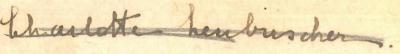 - (Leubuscher, Charlotte), Von Hand: Autogramm; 'Charlotte Leubuscher.'. 