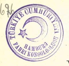 - (Türkisches Konsulat Hamburg), Stempel: Emblem; 'Türkiye Cumhuriyeti Hamburg Fahri Konsoloslugu (Türkisch)'. 