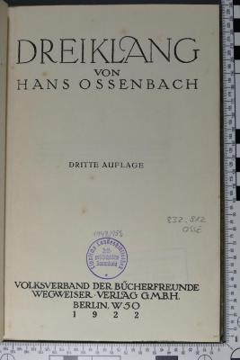 832.912 OSSE  : Dreiklang (1922)