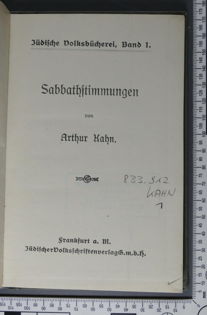 833.912 KAHN 1 : Sabbathstimmungen ([1909])
