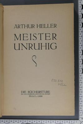 833.912 HELL  : Meister Unruhig (1930)