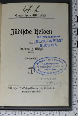 - (Jüdischer Wanderbund "Blau-Weiß" Budweis / Židovsky svaz mládeže v Č. Budějovicích), Von Hand: Signatur; '47. b'. 