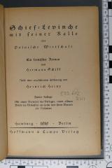 833.912 SCHI  : Schief-Levinche mit seiner Kalle oder Polnische Wirtschaft : ein komischer Roman  (1919)