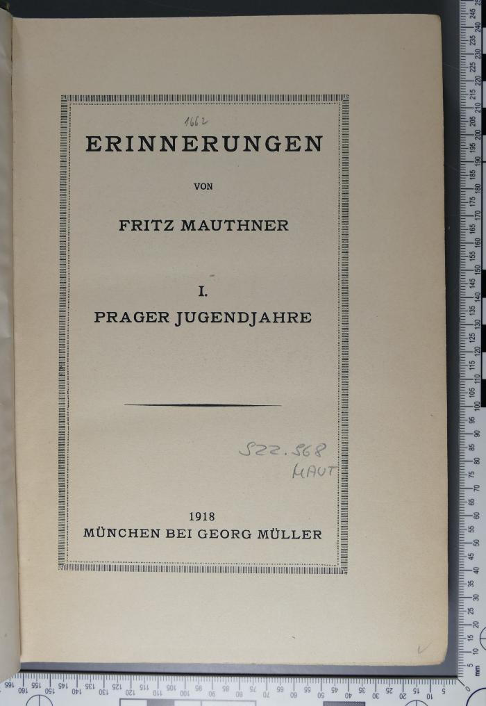 922.968 MAUT : Erinnerungen (1918)