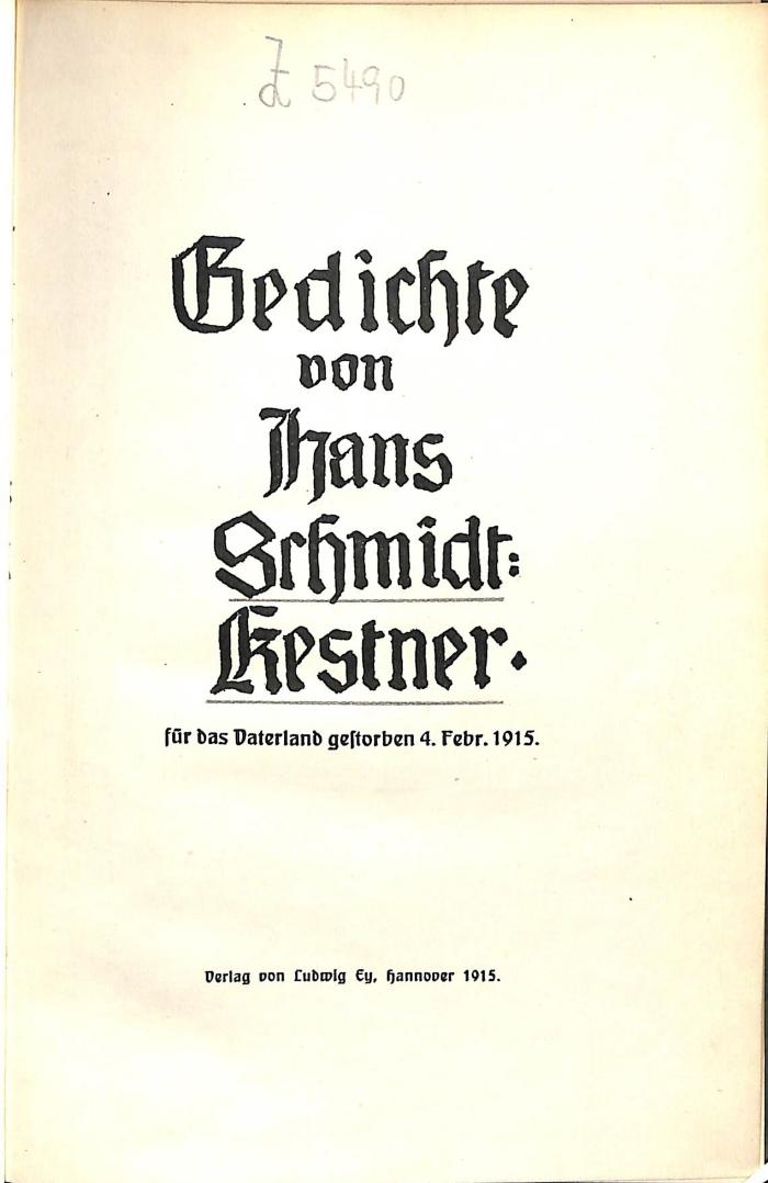 Z 5490 : Gedichte. (1915)