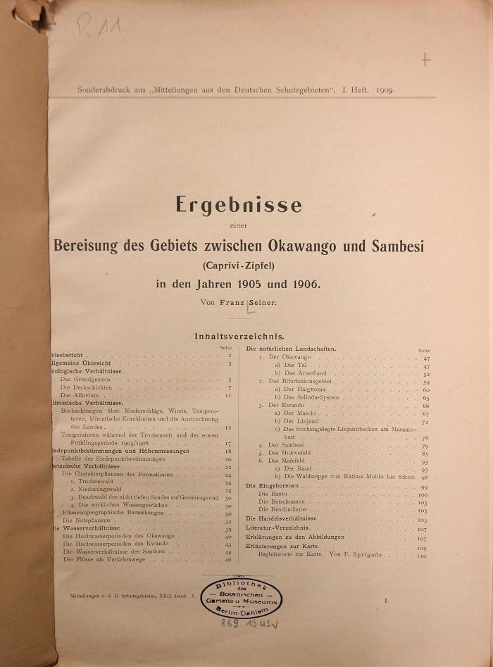 Titelblatt / Inhaltsverzeichnis