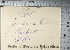 - (Tisch, Wilhelm), Von Hand: Name; 'Tisch
Familien-Bibliothek
Wustrow, 
Nr. 14'. 