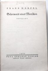 Z 4059 : Geheimnis eines Menschen. Novellen (1927)