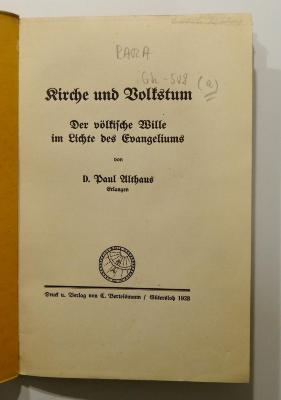 BH 2200 K58 : Kirche und Volkstum (1928)