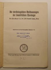 Box M 22898 : Die christologischen Anschauungen der dialektischen Theologie (1925)