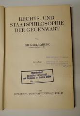 CC 7600 L321(2) : Rechts- und Staatsphilosophie der Gegenwart (1935)