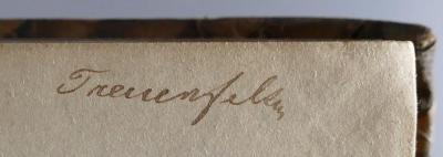 - (Treuenfels, ?), Von Hand: Exlibris, Name; 'Treuenfels [Treuenfeld?]'. 