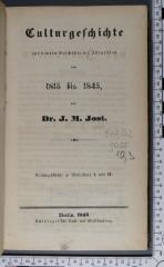 933.02 JOST 10,3 : Neuere Geschichte der Israeliten. 3, Culturgeschichte (1847)