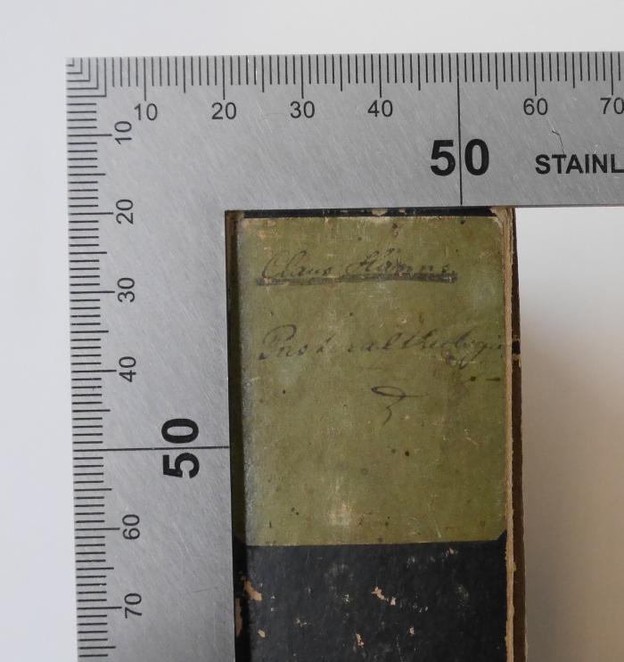 GB M 1978 : Pastoral-Theologie in Reden an Theologiestudirende. Erstes Buch: Der Prediger. (1834);-, Von Hand: ; 'Claus Harms
Pastoraltheologie [Titel des Buches]'