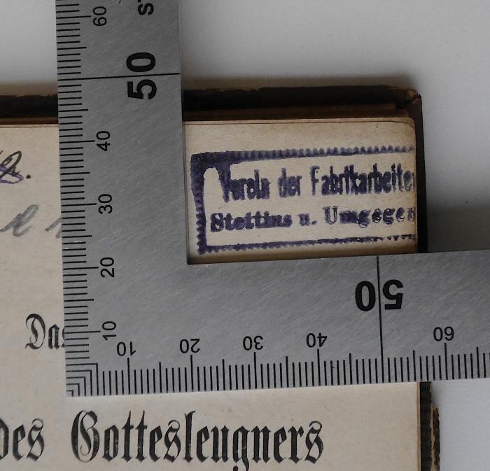 Verein der Fabrikarbeiter Stettins u. Umgegend