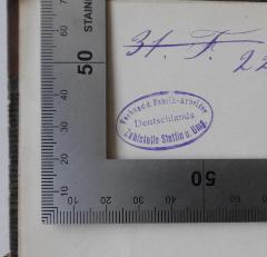 - (Verband der Fabrikarbeiter Deutschlands), Stempel: Name, Berufsangabe/Titel/Branche; 'Verband der Fabrik-Arbeiter Deutschlands
Zahlstelle Stettin u. Umg.'. 