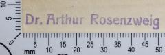 - (Rosenzweig, Arthur), Stempel: Exlibris, Name; 'Dr. Arthur Rosenzweig'.  (Prototyp)