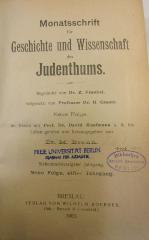 BA 4870 Jg. 1903 (ausgesondert): Monatsschrift für Geschichte und Wissenschaft des Judenthums (1903)