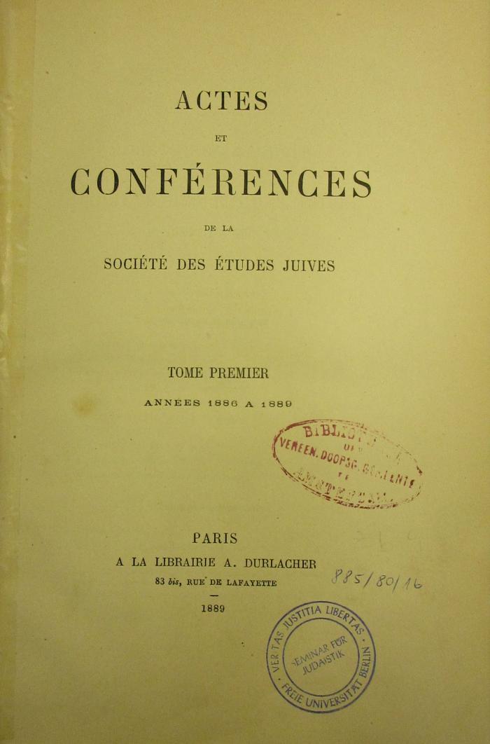 BA 6085 Jg. 1889: Revue des études juives (1889)