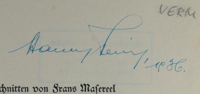 - (Stiein (?), Hanus (?)), Von Hand: Exlibris, Name; 'Hanus [?] Stein [?]'. 